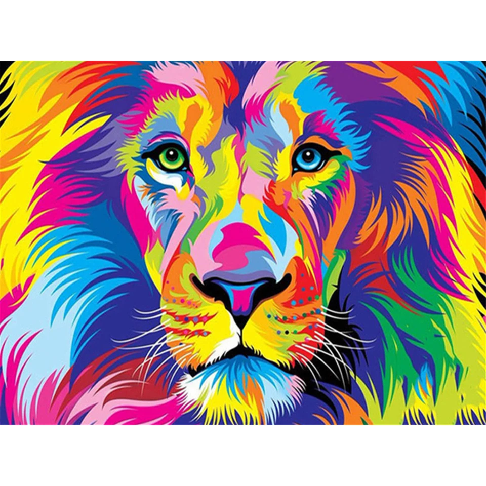 Tanie DIY 5D obraz zwierzęcia haft diamentowy lew kot małpa krzyż sklep