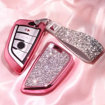 

Diamond Crystal Car Key Case Cover For BMW X1 X3 X5 X6 X7 Series 1 2 5 7 F15 F16 E53 E70 E39 F10 F30 G30 Accessories Car Styling