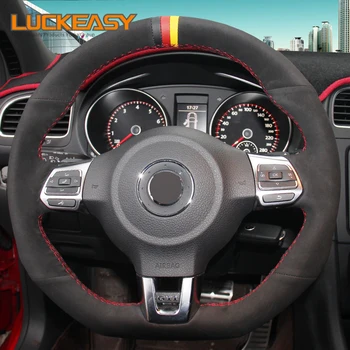 

Black Suede Car Steering Wheel Cover for Volkswagen Golf 6 GTI MK6 VW Polo GTI Scirocco R Passat CC R-Line 2010
