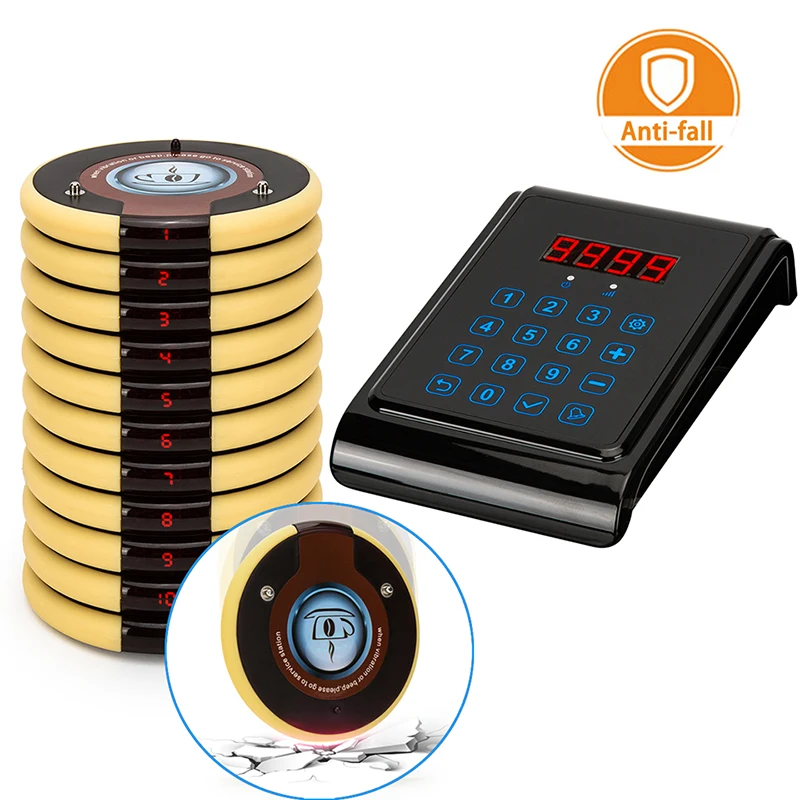 

DAYTECH Restaurant Coaster Pager Calling system Guest Pagering Waiter Service 433MHZ Call Button with Charging dock Transmitters