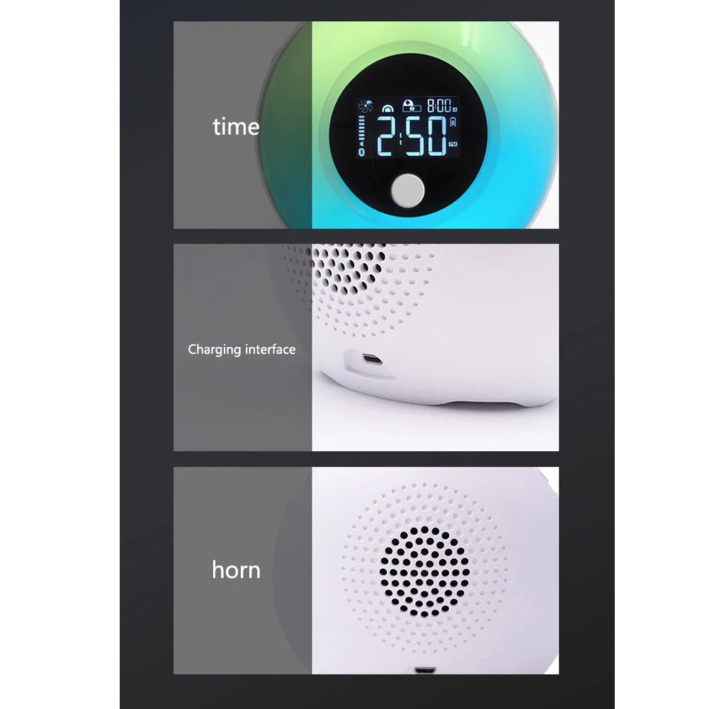 

Wireless Mood Vibration Sensor Bed Led Smart Alarm Clock Gift Dimmable With Bluetooth Speaker Night Lamp Kids Sleep