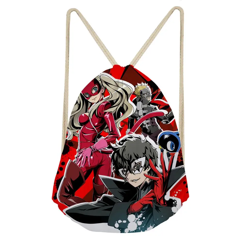 CDGX2161Z3 PERSONA 5 Сумки на шнурке для девочек крутой Р5 Джокер рюкзак на шнурке Детский темно-красный рюкзак дорожный мешочек для хранения на заказ - Цвет: CDGX2161Z3