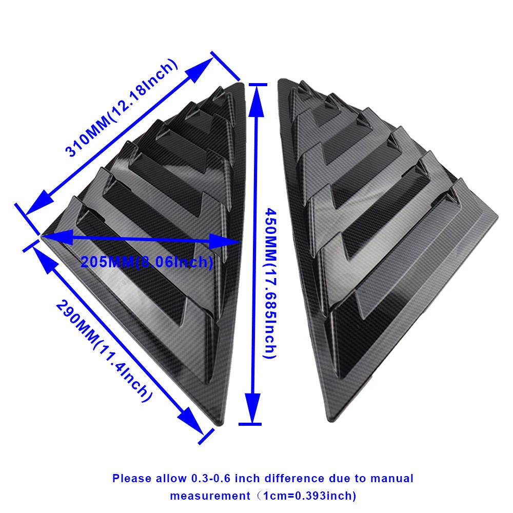 Car Rear Window Cover Car Side Vent Sticker For Ford Focus Rear Quarter Window Louvers ABS Car Styling Tunning Panel Side Vent Cover Sticker Trim 12-18 ST RS Hatchback 2pcs