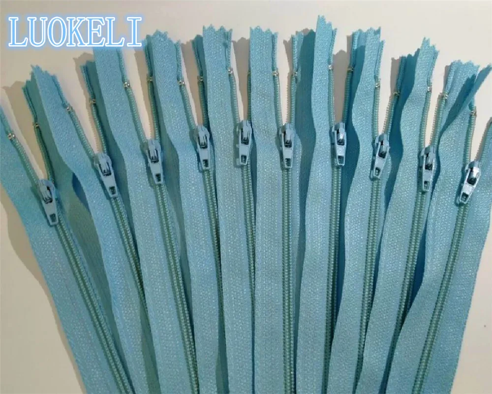 Light Blue 10 шт. 3#(10 дюймов) 25 см закрытые нейлоновые катушки молнии портной процесс шитья многоцветные по желанию - Цвет: Light Blue