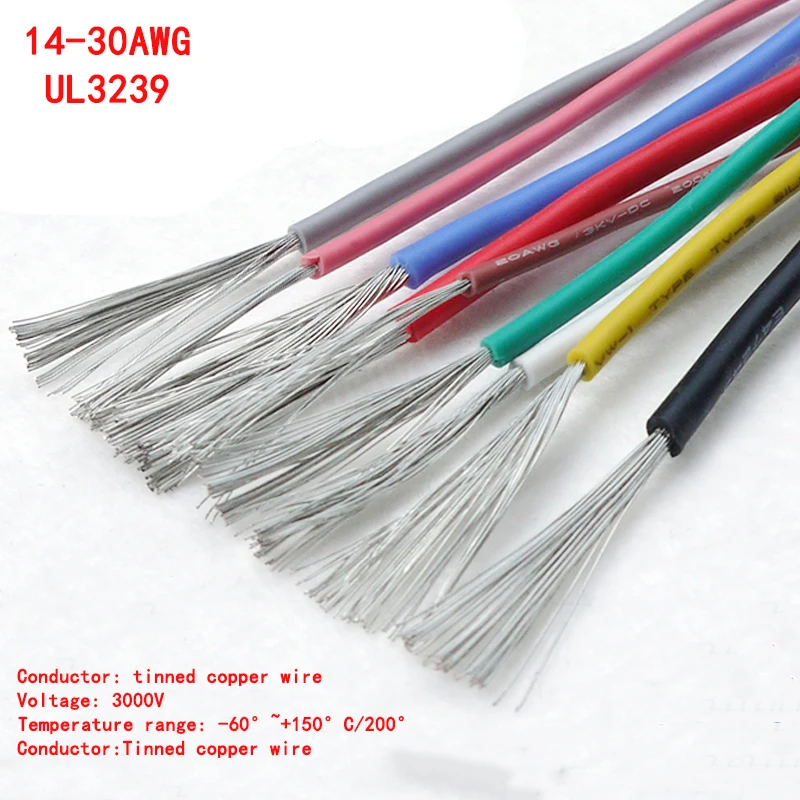 2/5/10 м провод кабель 14 ~ 30AWG напряжение 3000 В высокая температура 200 ° UL3239 мягкий