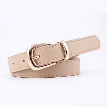 

2020 New Ladies Black White Yellow Camel Thin Skinny Leather Waist Belt Silver Pin Buckle Belts for Women Jeans