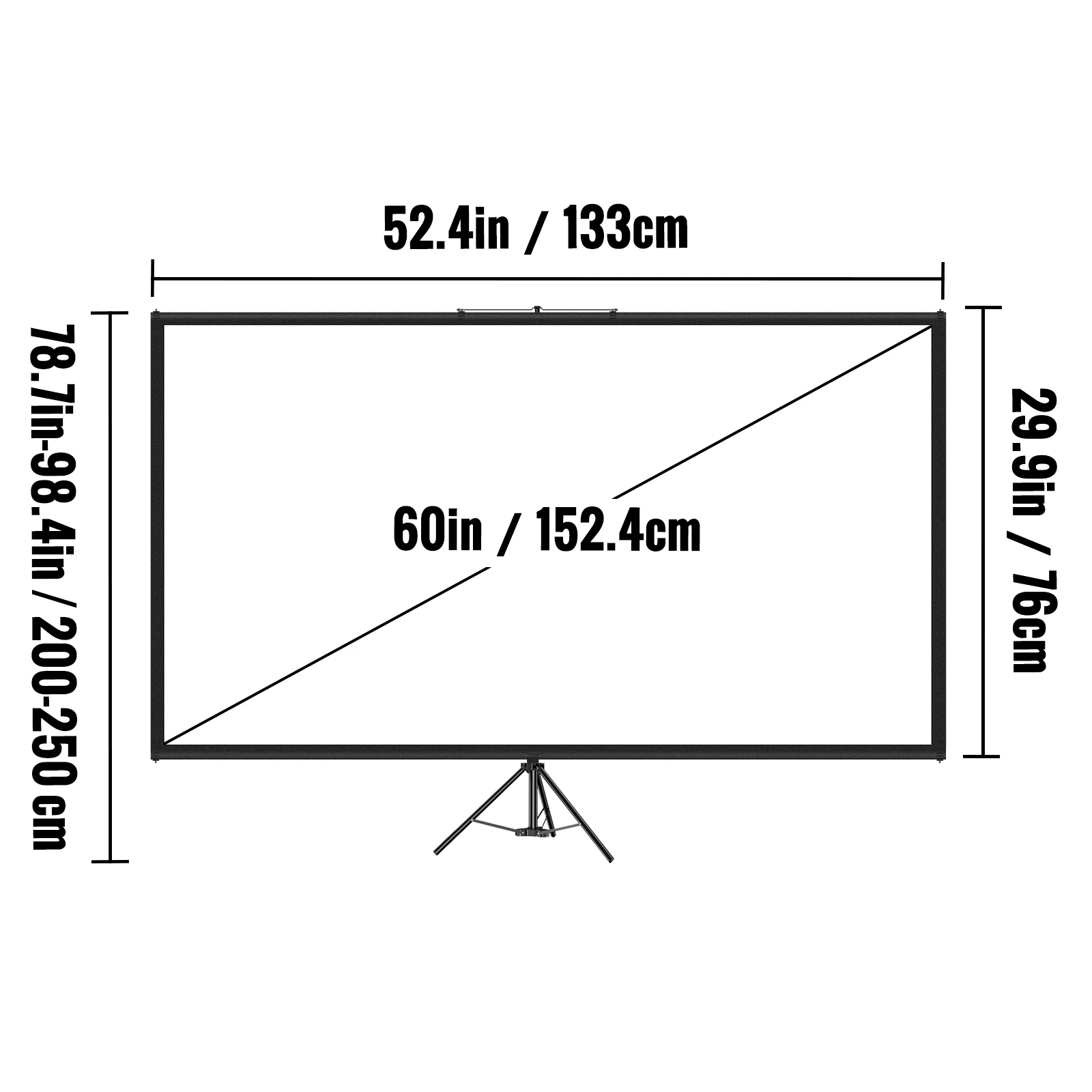 VEVOR 60 70 80 90 100 110 Inch Tripod Projector Screen W/ Stand 16:9 4K HD Portable Home Cinema for Indoor & Outdoor Projection