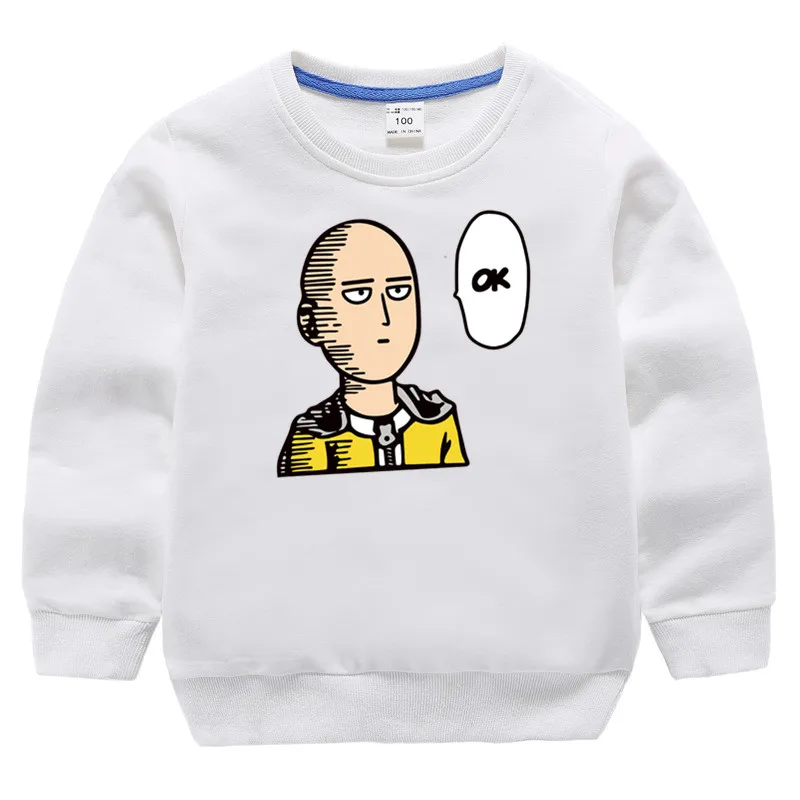 Детские хлопковые толстовки с капюшоном с принтом «One Punch Man» для девочек; детский хлопковый пуловер; топы для маленьких мальчиков; осенняя одежда