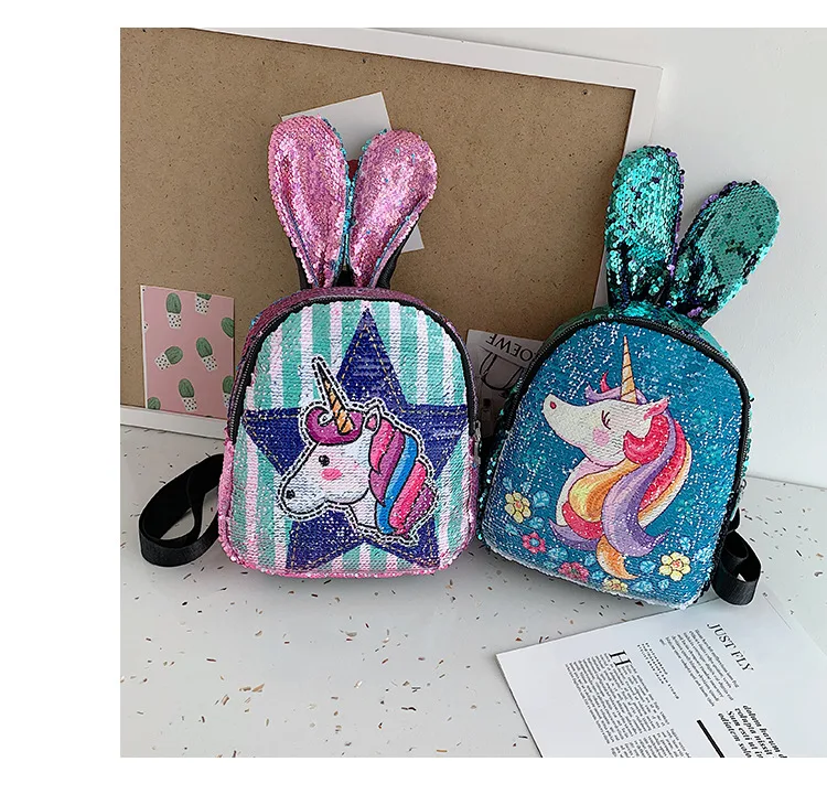 Рюкзак с разноцветными блестками и изображением единорога для девочек, голографическая школьная сумка, блестящий школьный маленький рюкзак, Детский Рюкзак Mochila