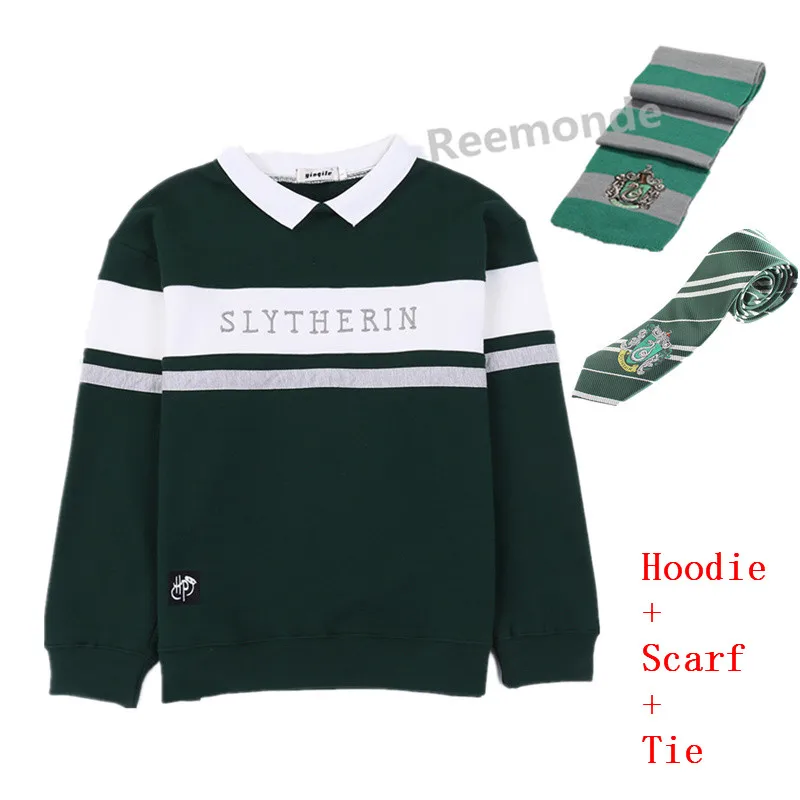 hoodie scarf tie Волшебная школьная форма косплей Слизерин толстовки Hufflepuff джемпер Ravenclaw Толстовка Костюм Гриффиндор джемпер свитер шарф - Цвет: hoodie scarf tie