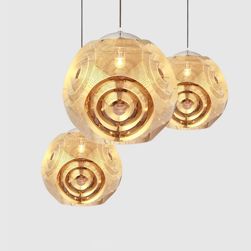 

Creative stainless steel geometric pendant lights post modern restaurant bar cafe living room hanging lamp
