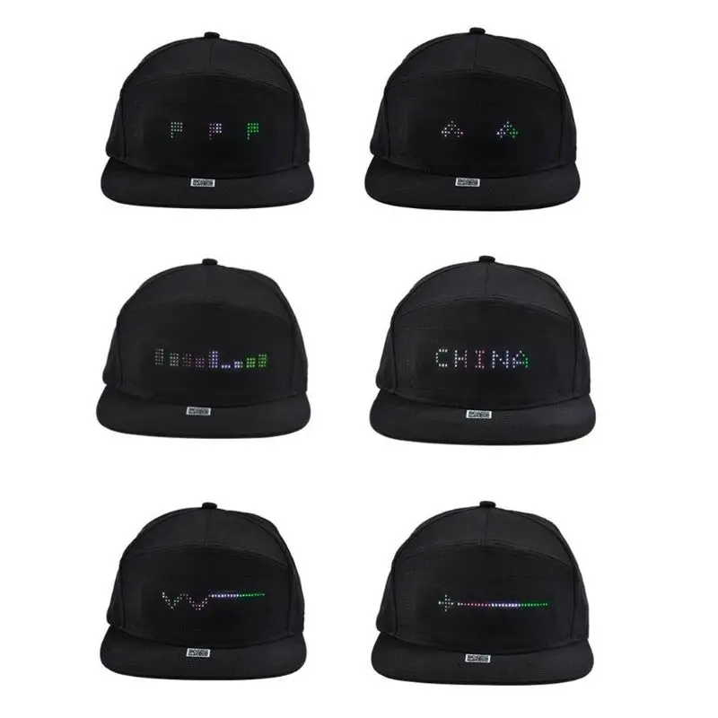 

Men Women Bluetooth LED APP Controlled Baseball Hat Message Display Hip Hop Cap