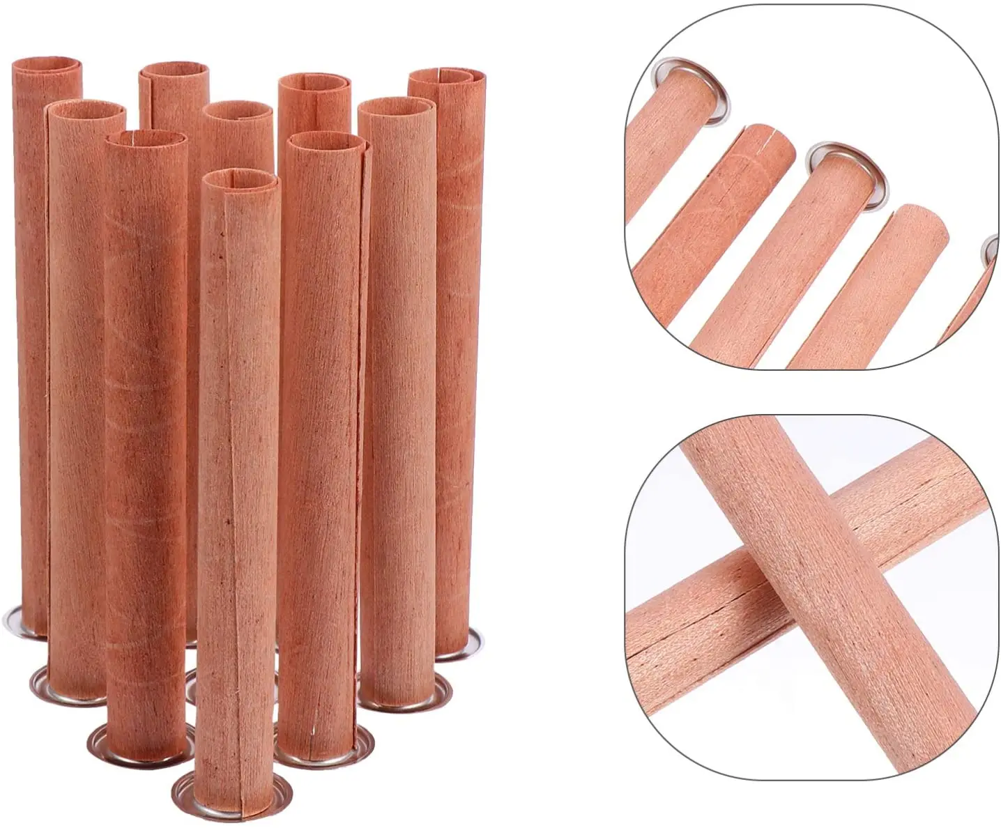 Wooden Candle Wicks Round Tube Smokeless Candle Cores Replacement with Iron Stand for DIY Making Craft 8pcs candle wick,candle wicks