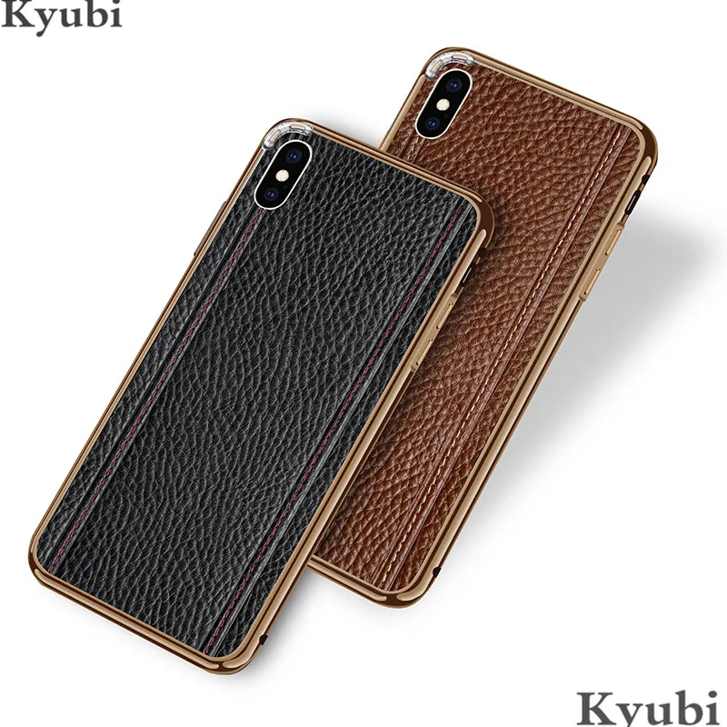 Чехол из натуральной кожи с текстурой личи для iphone 6, 6 S, 7, 8 Plus, X, XR, с металлической рамкой, Гибридный чехол для iphone 11 Pro, XS, Max, etui