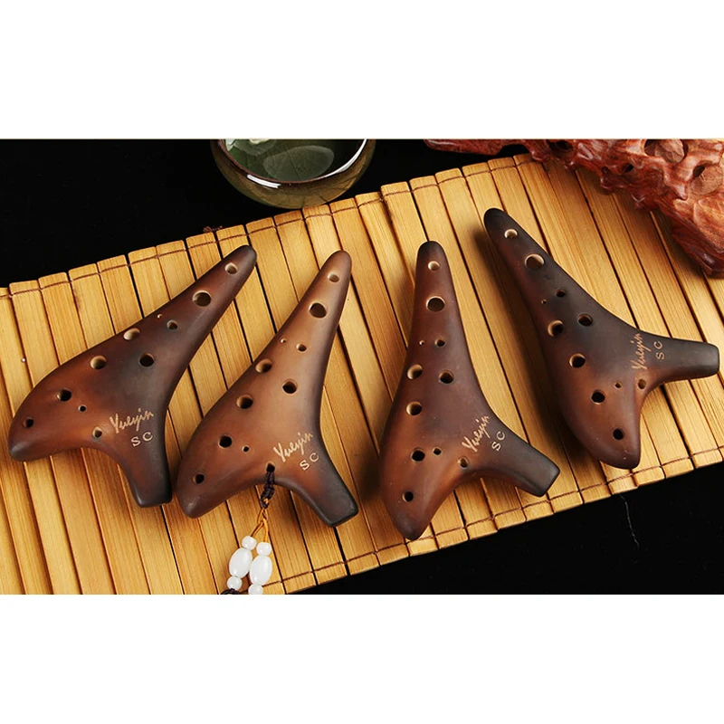12 Hole Ocarina of Time Ceramic Top Quality Alto C Flute Brown Shape Ocarina Flute Wind Orff FLU05