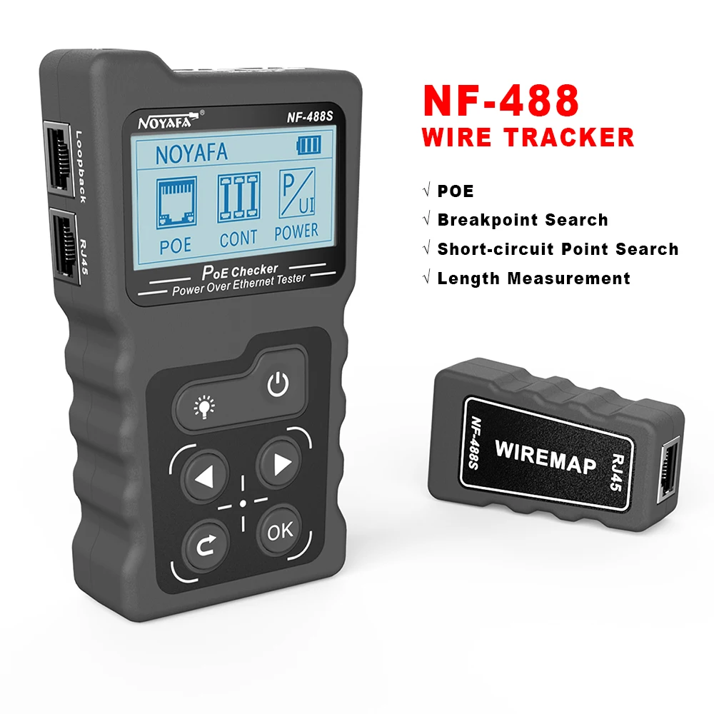 Noyafa Nf-488 Nuovo Checker Poe Di Rete Lcd Su Ethernet Cat5 Cat6 Lan Cable Tester Loop Test Tool
