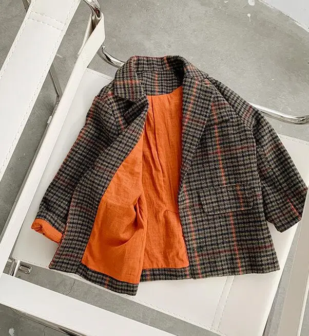 new wholesale girls boys plaid coat autumn cotton full sleeve kids jacket 2-7t HX712