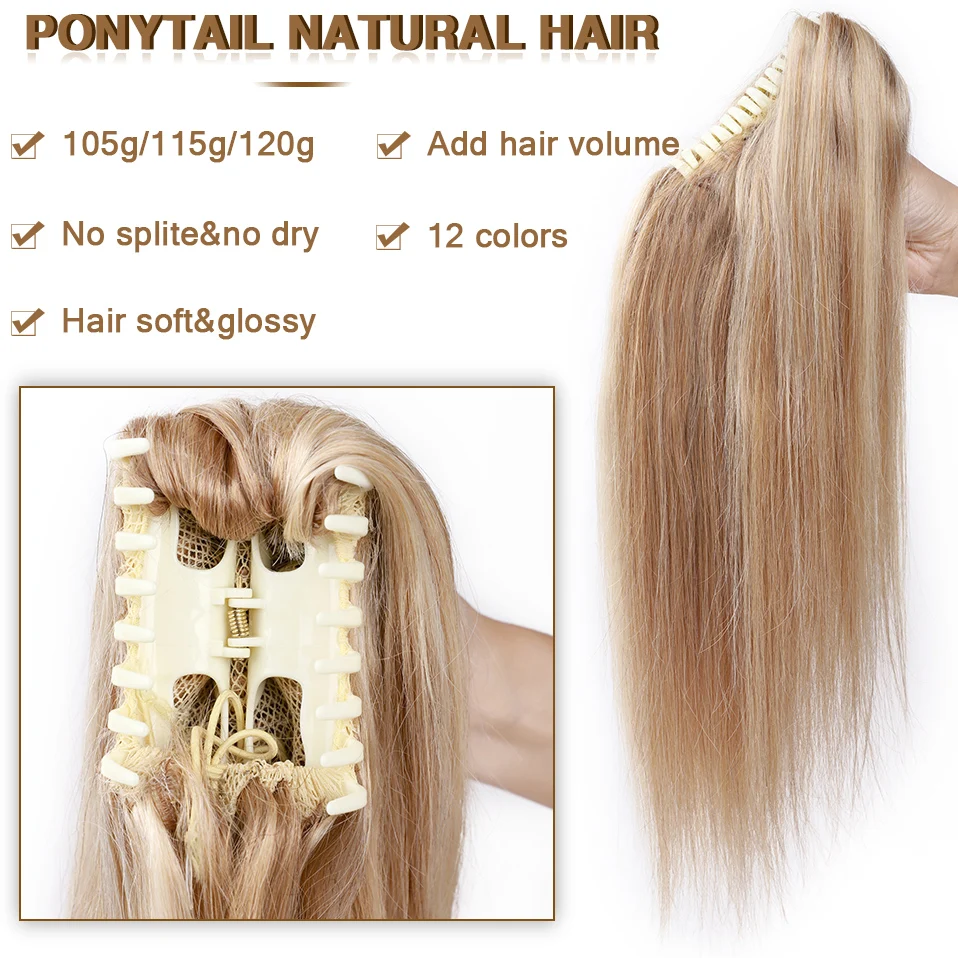 Extension queue de cheval naturelle lisse 14-22 pouces – s-noilite, postiche à pince pour femmes, noire, Blonde et brune