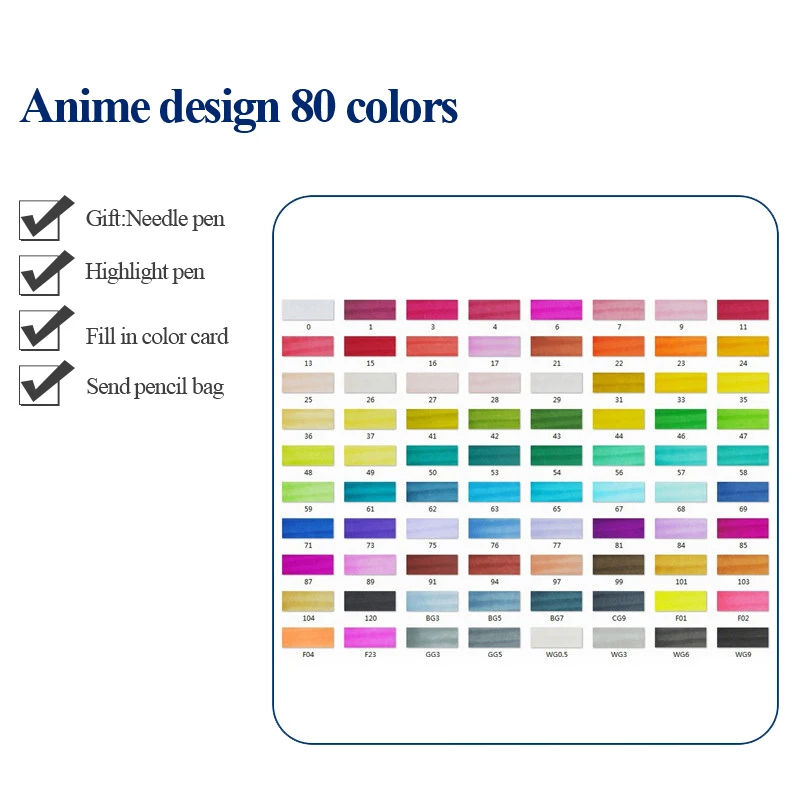 Anime-80colors STA 3203 маркер для рисования набор двойной головой художественный эскиз жирной на спиртовой основе Маркеры Ручка 30/36/40/48/60/80/128/201 Цвета для анимации - Цвет: Anime-80colors