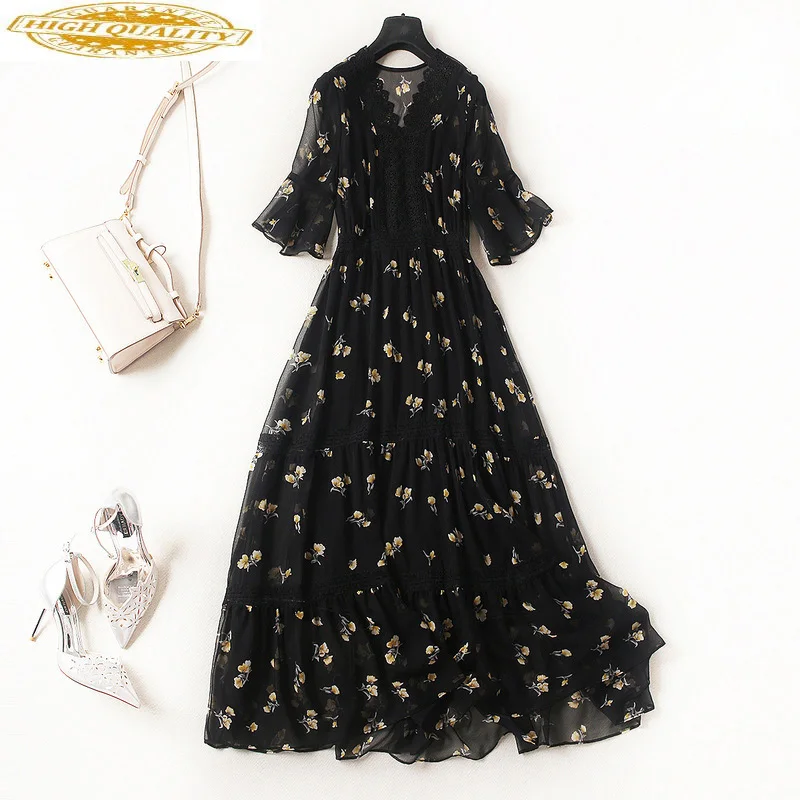 

Plus Size Spring Summer Dress 2019 Women Black Floral Long Dress Elegant Boho Beach Dresses Dresses dressed as summer