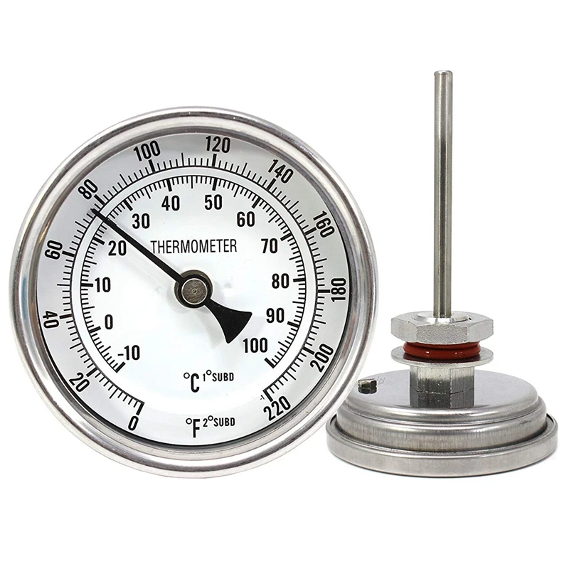 

Weldless Stainless Steel Thermometer Kit 3inch Face & 2inch Probe for Home Beer Brewing