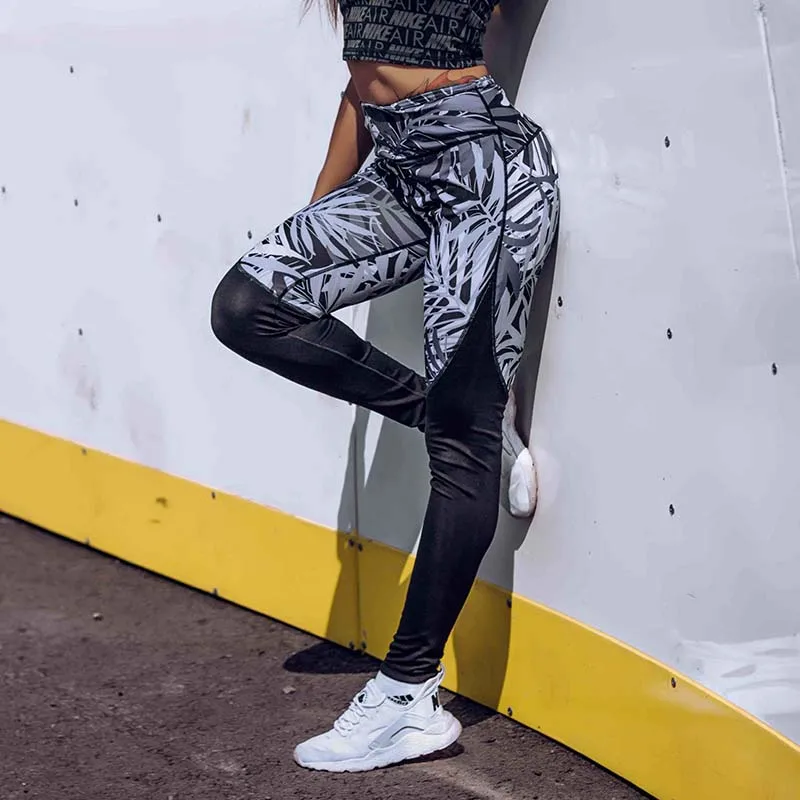 

2019 New Flower Leaf Printing Leggings Women Not Transparent Fitness Slim Jeggings High Waist Sporting Pants Elastic Leggings
