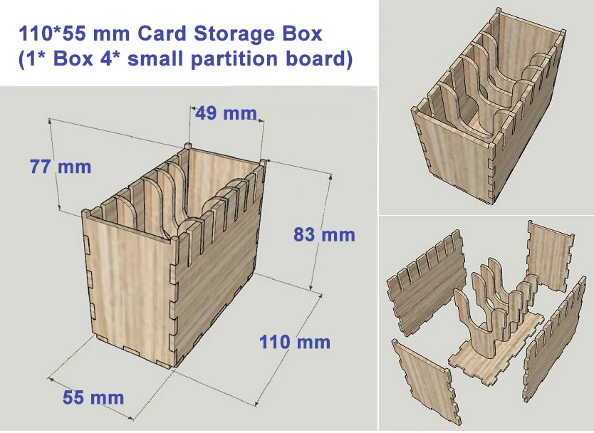 Модульная доска, многоразмерная коробка для хранения карт, органайзер для DIY Деревянных приемных компактных панелей, чехол с врезным креплением