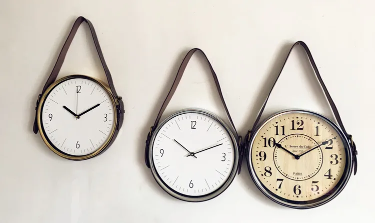 Современный дизайн простые скандинавские настенные часы в винтажном стиле Металлические кварцевые американские часы для гостиной часы подвесные деревенские украшения дома C6T