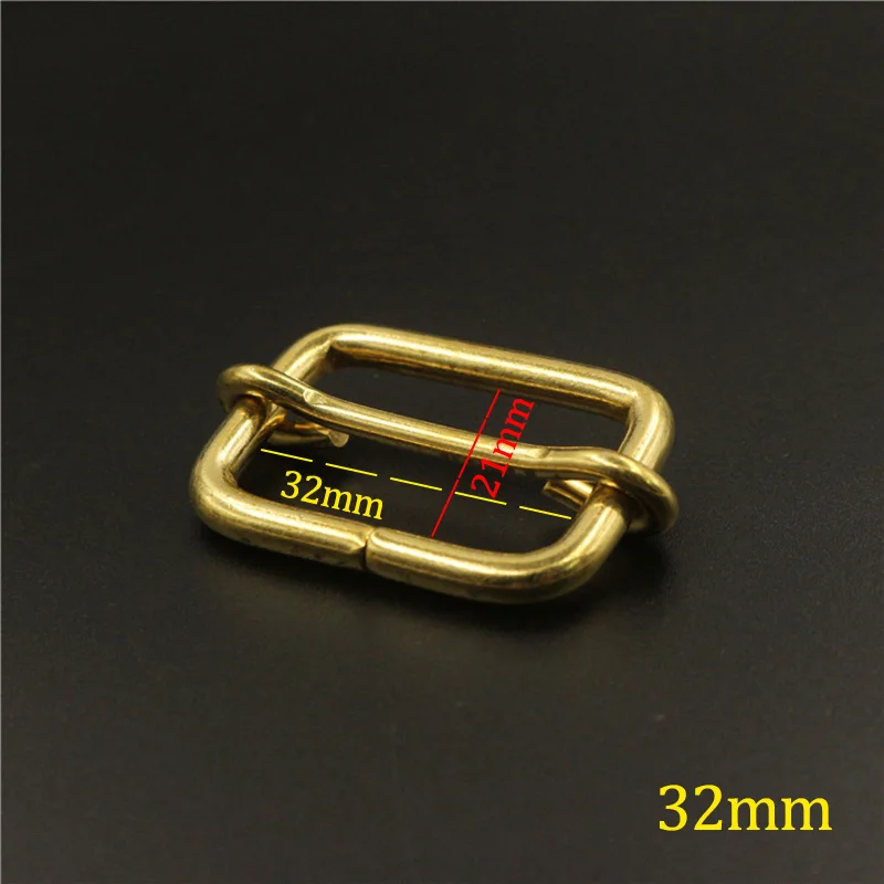 Brass Tri-glides Bar Buckle Slider Sliding Center Bar Strap Adjuster Buckle for Leather Craft Bag Shoulder Belt Strap Webbing