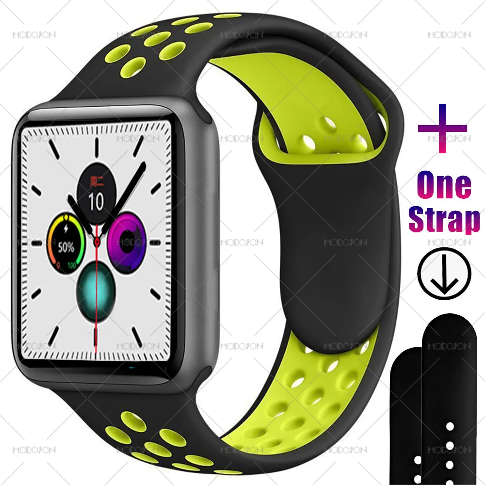 MODOSON, умные часы iwo 12, серия 5, 30, с циферблатом, пульсометр, умные часы, фитнес-трекер, часы для Apple iphone, Android - Цвет: Black Black Yellow
