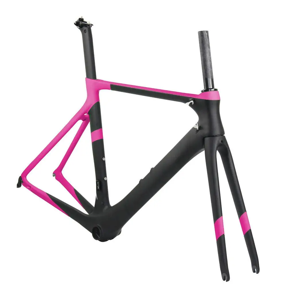 Pink Spcycle Aero углеродный шоссейный велосипед рама T1000 углеродный гоночный дорожный велосипед набор рам с BB86 гарнитура Размеры 50/53/56 см - Цвет: Pink