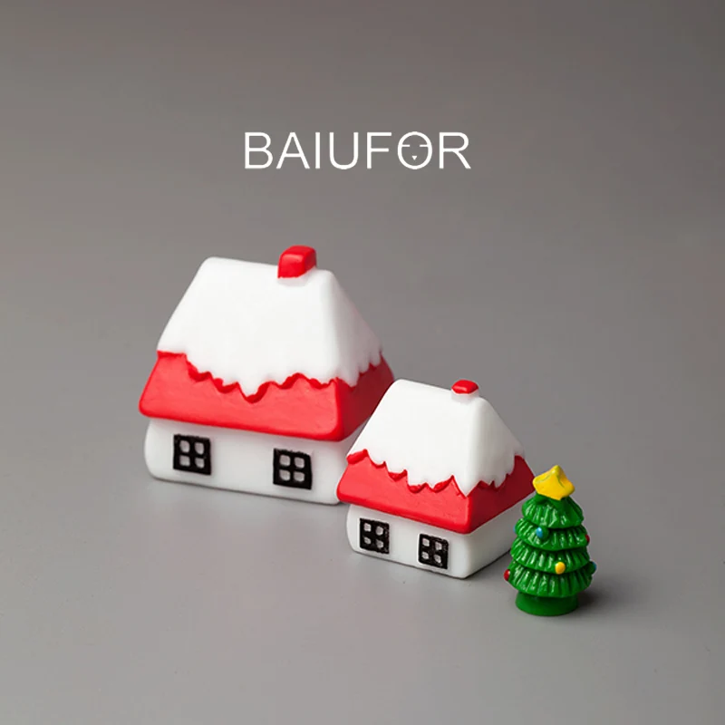 set 3 BAIUFOR миниатюрный Рождественский Снежный домик милые конфеты цветные вилла Террариум статуэтки мини-Сказочный Сад миниатюры домашние поделки - Цвет: set 3