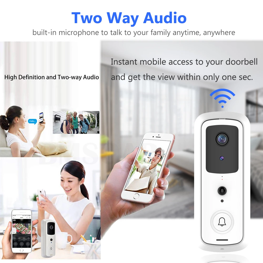 Беспроводной дверной звонок Wi Fi 1080P HD умный дом видеодомофон 2 МП ИК ночное