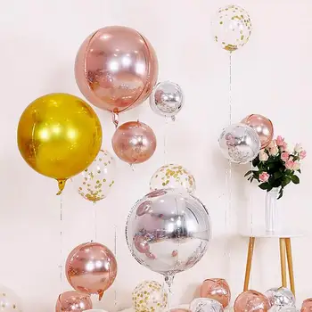 

2Pcs 4D 32 22 18 10 inch Round Aluminum Foil Balloons Rose Gold Helium Ballon Birthday Party Globos Wedding Decoration Kids Toys