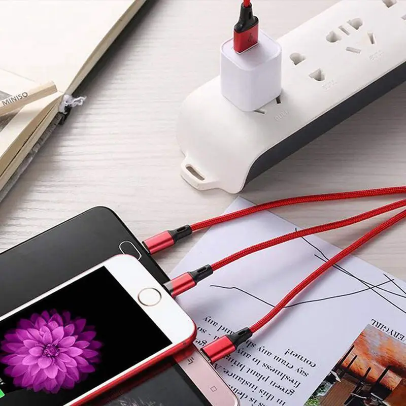 2 шт. в упаковке, мульти usb-кабель-3 в 1, кабель для зарядного устройства в нейлоновой оплетке, 4 фута(1,2 м), алюминиевый разъем, usb-шнур для зарядки, совместимый с iPhone