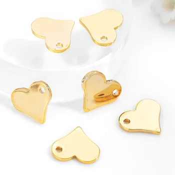 

10PCS 11.5x10MM Hanging Hole 1MM 24K Gold Color Brass Heart Charms Pendants High Quality Diy Jewelry Findings Accessories
