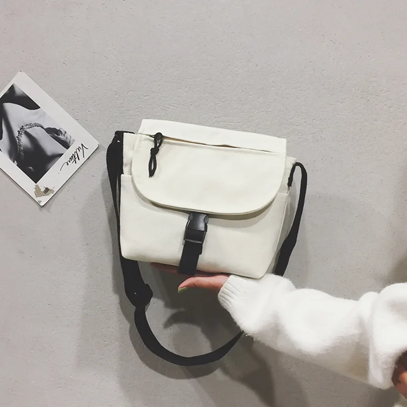 

Crossbody Bags for Women 2019 New Hot Fashion Female Simple Hasp Canvas Shoulder Bags Messenger Bags Black White Handbags