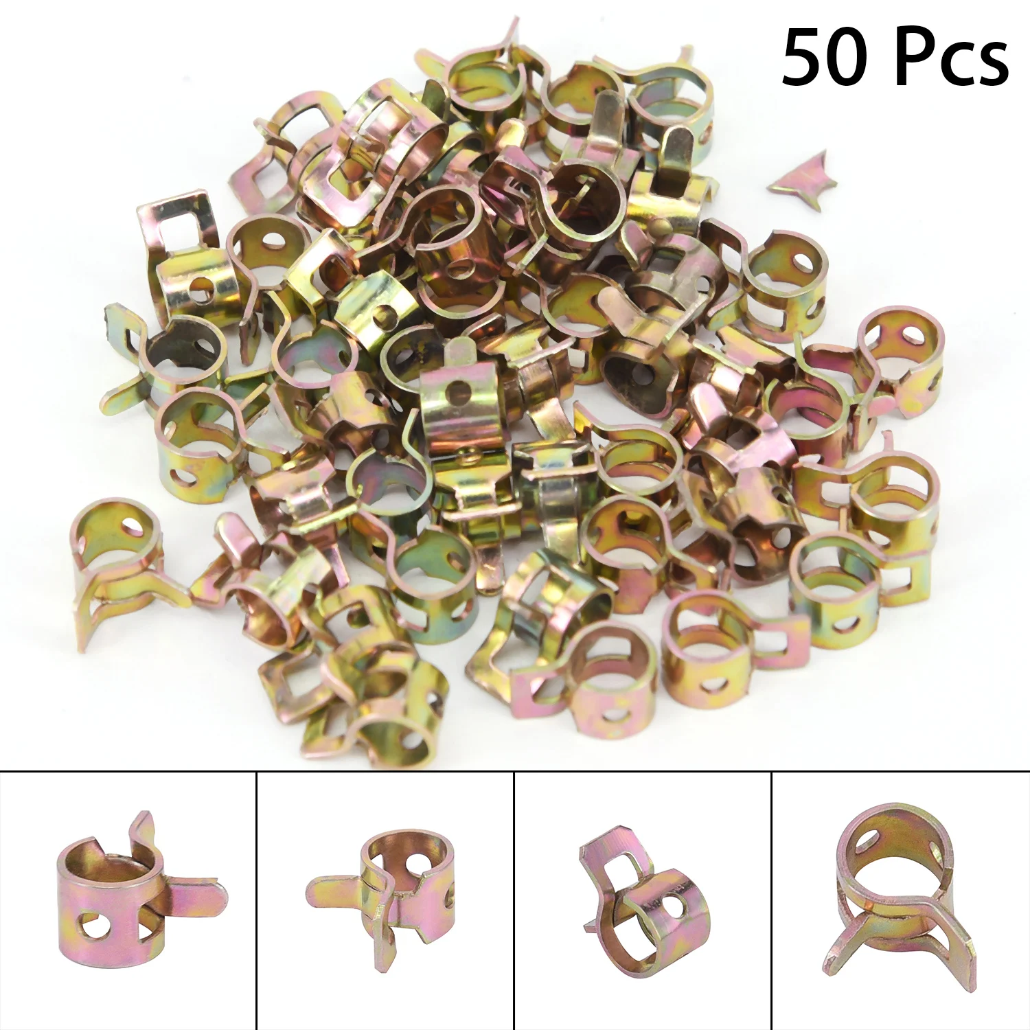 

50pcs 6mm Spring Clip Fuel Oil Line Silicone Vacuum Hose Pipe Clamps Accessories
