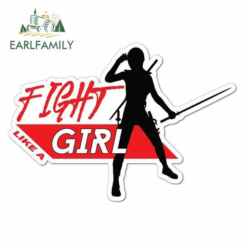 

EARLFAMILY 13cm x 9.1cm for Fight Like A Girl Ninja Anime Fine Decal Funny Car Stickers Vinyl JDM Bumper Trunk Truck Graphics