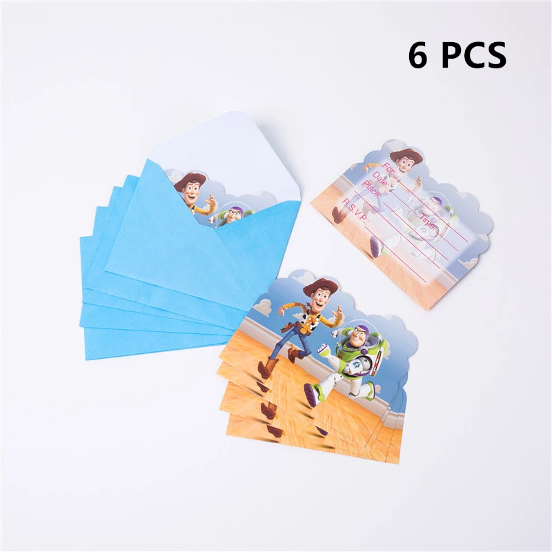 6 шт. вечерние Пригласительные открытки Вечеринка История игрушек одноразовая