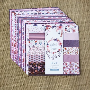 

24pcs/Pack 6*6inch Blooming Purple Flower Patterned Paper Pack for Scrapbooking DIY Happy Planner Card Making Journal Project