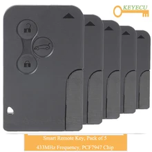 KEYECU 5 шт. смарт-карты дистанционного Управление ключи для Renault Scenic 2003 2004 2005 2006-2008, Fob 3 кнопки-433 МГц-PCF7947 чип