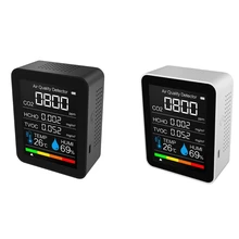 Tvoc medidor de co2 portátil digital temperatura e umidade sensor testador qualidade do ar monitor dióxido carbono formaldeído detector 37me
