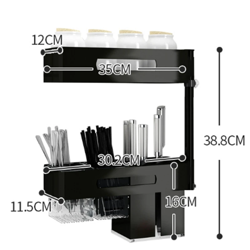  Kitchen Spice Rack Seasoning Jar Space Aluminum Storage Shelf Wall Mounted Rotating Multi-Function 