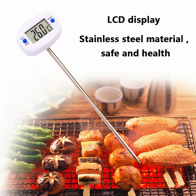 

1PC Rotatable Digital Food Thermometer BBQ Meat Thermometer Oven Milk Water Oil Kitchen Cooking Electronic Probe Thermometer
