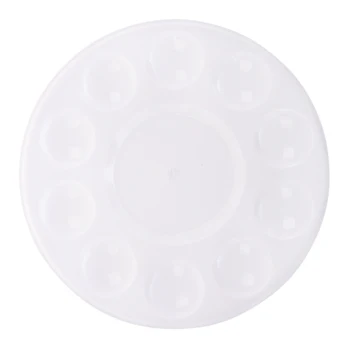 

10-Well Round Professional Strong&Light Plastic Paint Palette Tray-White