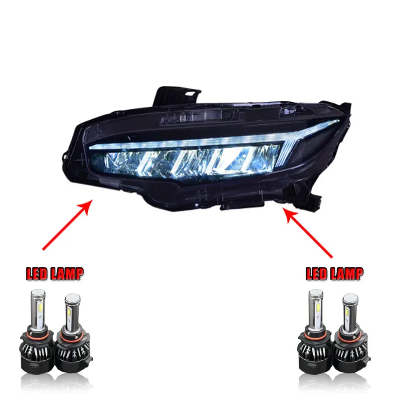 ALL LED version 2 шт. автомобильный стиль светодиодный фары- для Honda civic для Civic фара Объектив двойной луч H7 HID Xenon bi xenon объектив - Цвет: ALL LED version