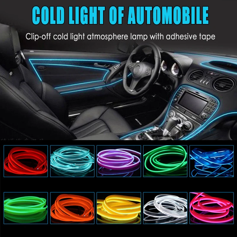 kom zien Beschrijven 5M Auto Interieur Verlichting Auto Led Strips Auto Decoratieve Sfeer Lamp  Flexibele Neon Light Diy Indoor Interieur Led Auto licht|Decoratieve Lamp|  - AliExpress