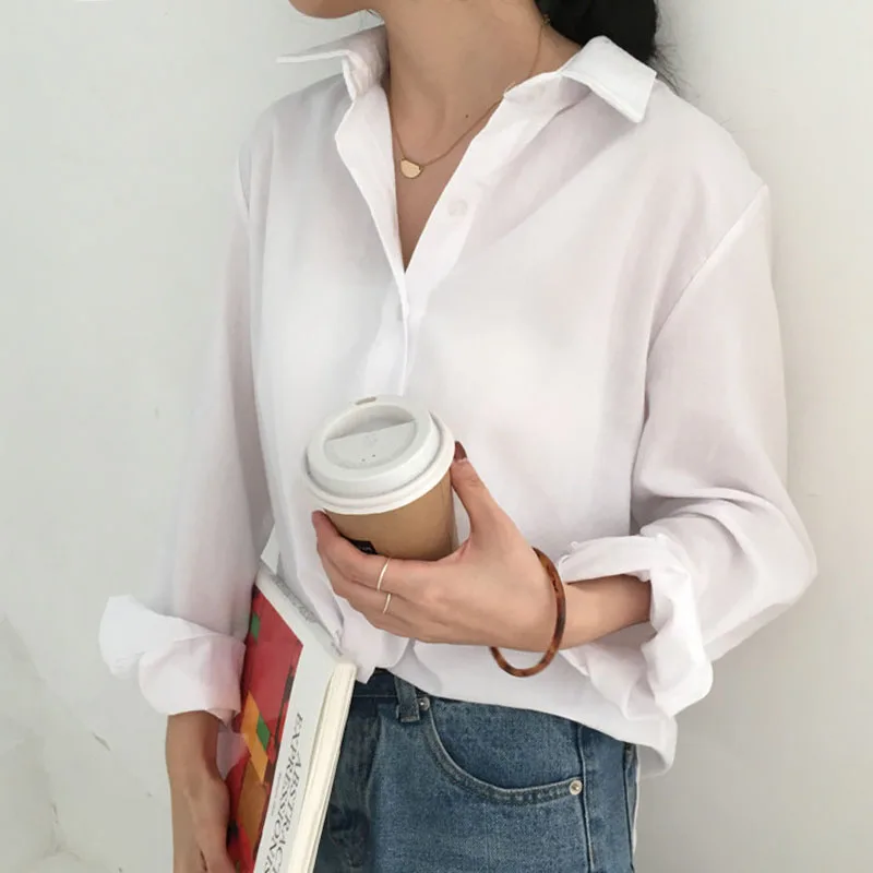 Модная Корейская одежда 2020 женские топы белые рубашки для женщин блузы на