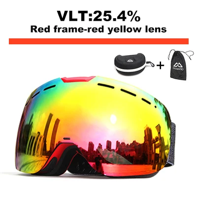 red yellow lens Mosodo магнитные лыжные очки сноуборд снегоход противотуманные лыжные очки снег большие сферические зимние лыжные очки осветляющие Лен - Цвет: red yellow lens